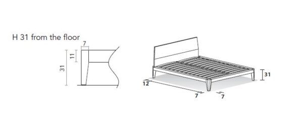 Pianca Spillo Wooden Bed, Mattress Size 160 x 200 cms-1073