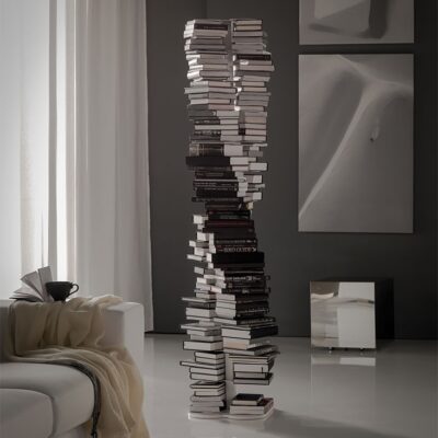 Cattelan Italia DNA Bookshelf, White, Black, Titanium Steel-69551