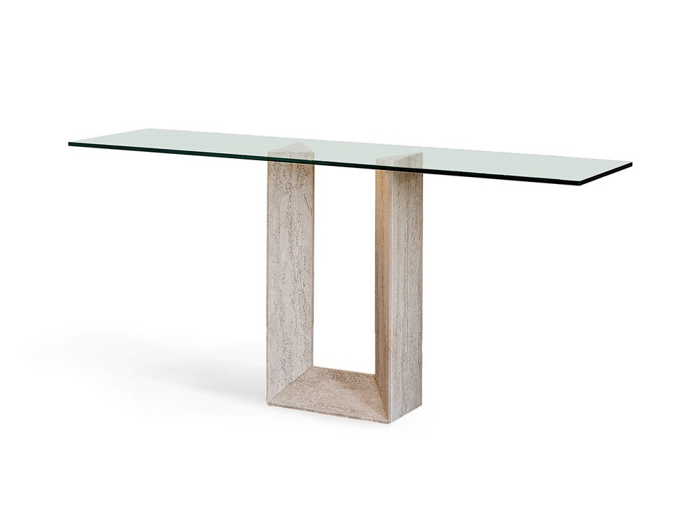 Cattelan Italia Diapason Console Table, Glass, Travertine, Marble-69019