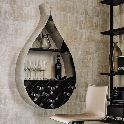 Cattelan Italia Drop Bookcase/Wine Rack, Lacquered Steel, Polished Stainless Steel-0