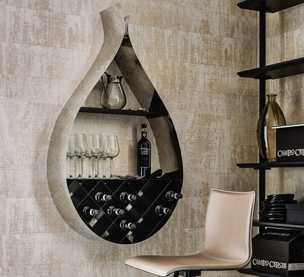 Cattelan Italia Drop Bookcase/Wine Rack, Lacquered Steel, Polished Stainless Steel-0