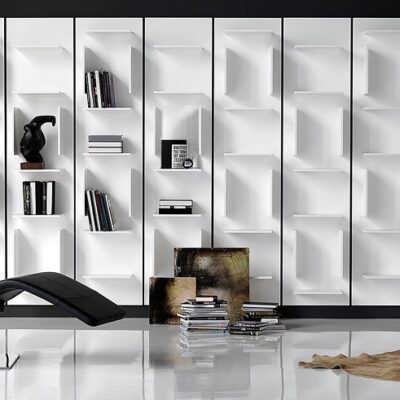 Cattelan Italia Fifty Modular wall Bookcase, lacquered embossed wood-69643