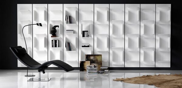 Cattelan Italia Fifty Modular wall Bookcase, lacquered embossed wood-69643