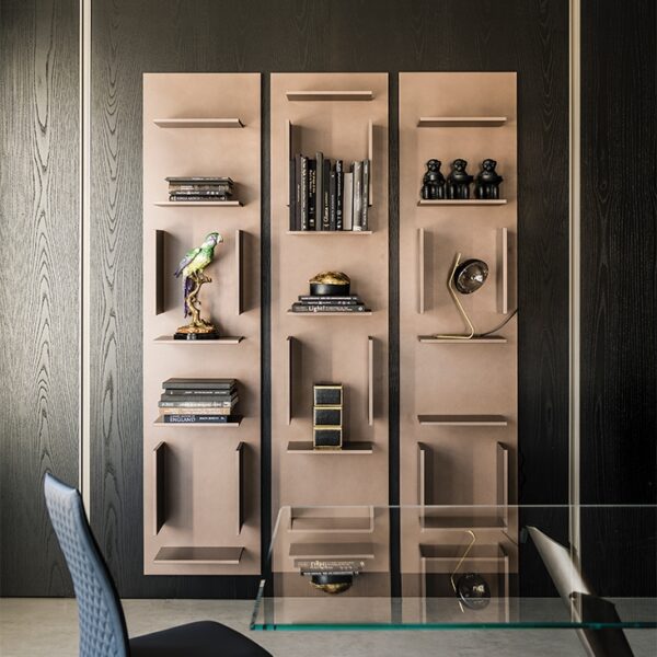 Cattelan Italia Fifty Modular wall Bookcase, lacquered embossed wood-69645