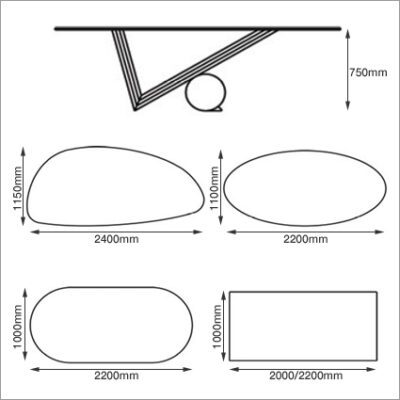 Cattelan Italia Valentino Dining Table, Rectangular, Shaped, Oval, Oblong, Glass, Wood, Stone-18668