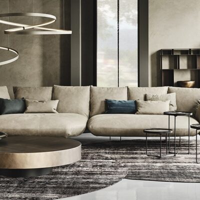 Cattelan Italia Arena Coffee Table, Lacquered Steel, Swivelling Fumé Glass Top-68874