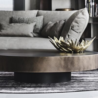 Cattelan Italia Arena Coffee Table, Lacquered Steel, Swivelling Fumé Glass Top-68873