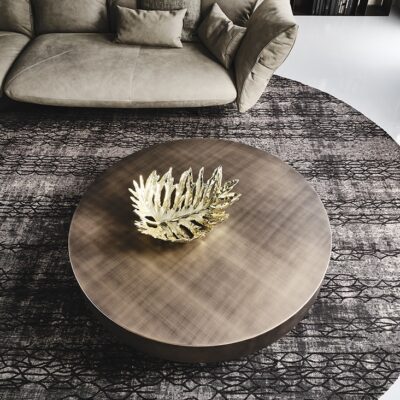 Cattelan Italia Arena Coffee Table, Lacquered Steel, Swivelling Fumé Glass Top-68875