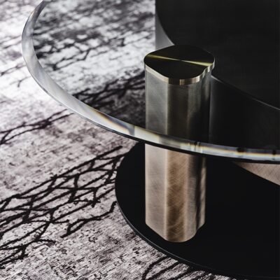 Cattelan Italia Arena Coffee Table, Lacquered Steel, Swivelling Fumé Glass Top-68877