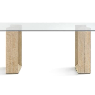 Cattelan Italia Diapason Dining Table, Glass, Travertine, Marble-69014