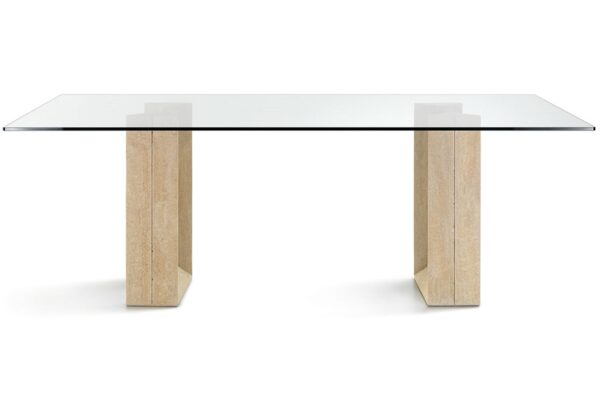 Cattelan Italia Diapason Dining Table, Glass, Travertine, Marble-69014