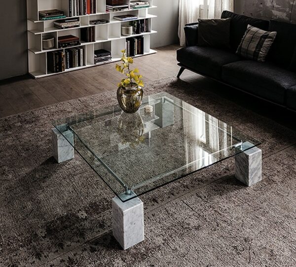 Cattelan Italia Dielle Coffee Table, Square, Rectangular, Glass, Marble-0