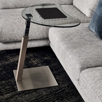 Cattelan Italia Lap Glass Side Table, rectangular, shaped-0