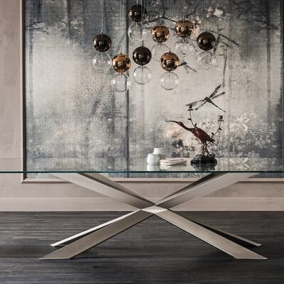 Cattelan Italia Spyder Glass Dining Table, Square, Rectangular or Round Shaped