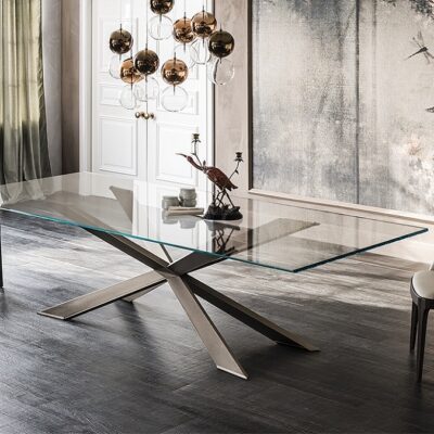 Cattelan Italia Spyder Glass Dining Table, Square, Rectangular or Round Shaped