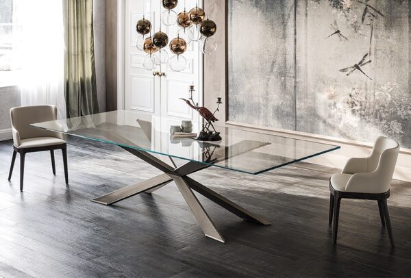 Cattelan Italia Spyder Glass Dining Table, Square, Rectangular or Round Shaped