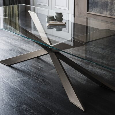 Cattelan Italia Spyder Glass Dining Table, Square, Rectangular or Round Shaped