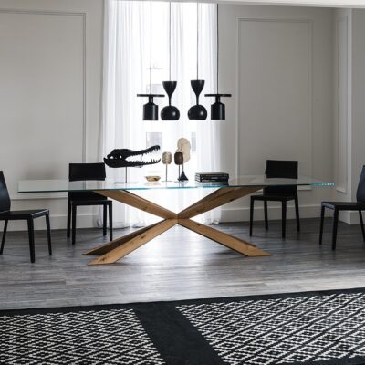 Cattelan Italia Spyder Glass Dining Table, Square, Rectangular or Round Shaped