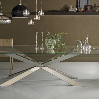 Cattelan Italia Spyder Glass Dining Table, Square, Rectangular or Round Shaped