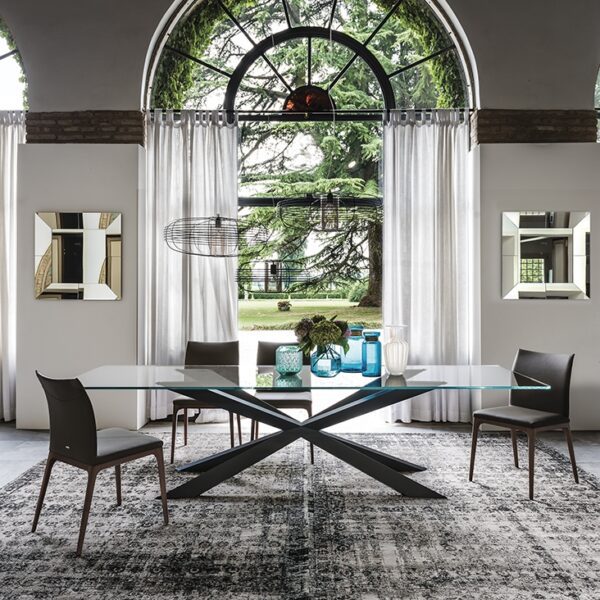 Cattelan Italia Spyder Glass Dining Table, Square, Rectangular or Round Shaped