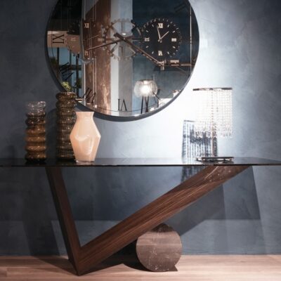 Cattelan Italia Valentino Console Table, glass, wood, stone-0