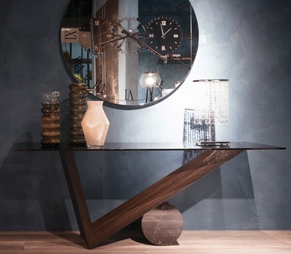 Cattelan Italia Valentino Console Table, glass, wood, stone-0