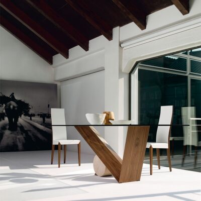 Cattelan Italia Valentino Dining Table, Rectangular, Shaped, Oval, Oblong, Glass, Wood, Stone-70025