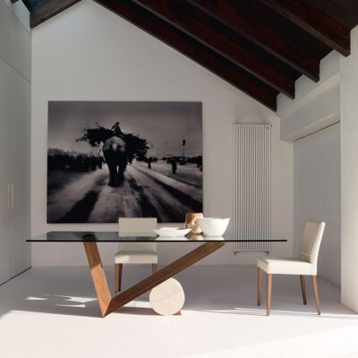 Cattelan Italia Valentino Dining Table, Rectangular, Shaped, Oval, Oblong, Glass, Wood, Stone-0