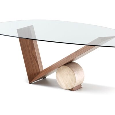 Cattelan Italia Valentino Dining Table, Rectangular, Shaped, Oval, Oblong, Glass, Wood, Stone-70031