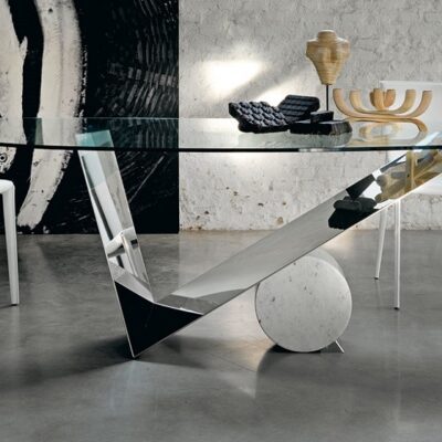 Cattelan Italia Valentinox Dining Table, RECTANGULAR, SHAPED, OVAL, OBLONG, GLASS, stainless steel, stone-70034