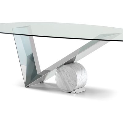 Cattelan Italia Valentinox Dining Table, RECTANGULAR, SHAPED, OVAL, OBLONG, GLASS, stainless steel, stone-70033