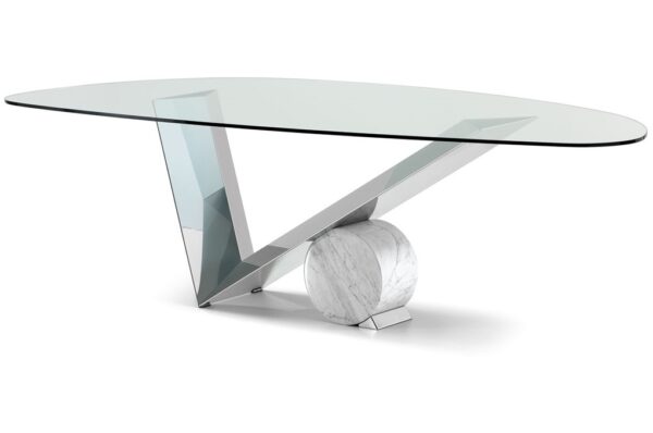 Cattelan Italia Valentinox Dining Table, RECTANGULAR, SHAPED, OVAL, OBLONG, GLASS, stainless steel, stone-70033