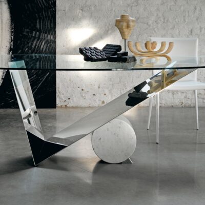 Cattelan Italia Valentinox Dining Table, RECTANGULAR, SHAPED, OVAL, OBLONG, GLASS, stainless steel, stone-0