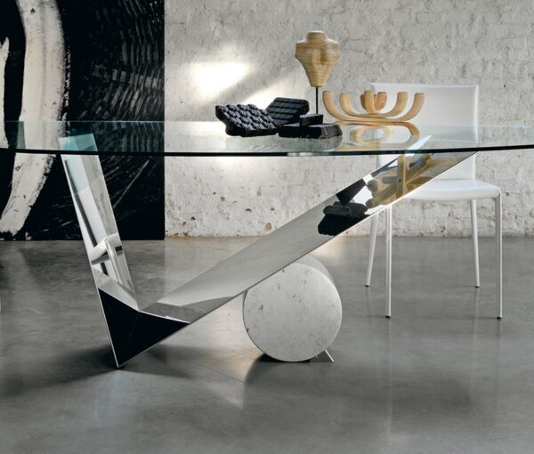 Cattelan Italia Valentinox Dining Table, RECTANGULAR, SHAPED, OVAL, OBLONG, GLASS, stainless steel, stone-0