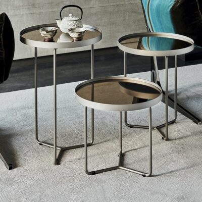 Cattelan Italia Billy Side Table, Round, Mirrored bronze glass top-0