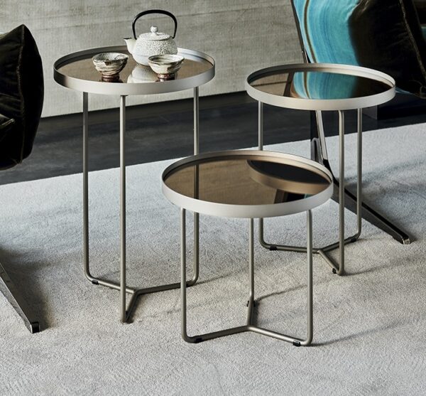 Cattelan Italia Billy Side Table, Round, Mirrored bronze glass top-0