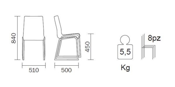 Kuadra 1158 Chair by Pedrali-12025