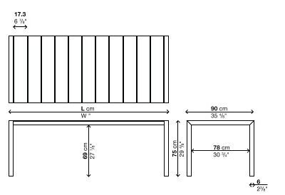 Kristalia Sushi Slatted Fixed Outdoor Table 90cm