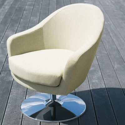 Sits Shell Armchair Upholstered in Fabric, Leather, Swivelling Base