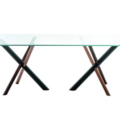 W Rectangular Dining Table - Glass Top By Bross-0