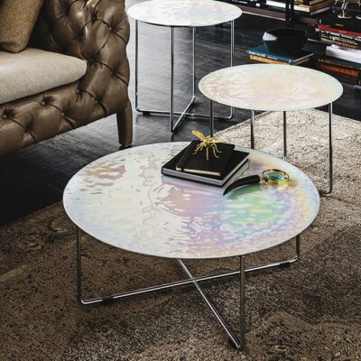 Cattelan Italia Vinyl Coffee/Side Table, Glass, Steel-0