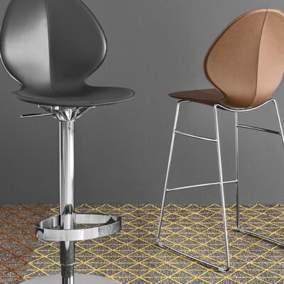 Basil Metal + Leather Stool By Calligaris at Urbansuite