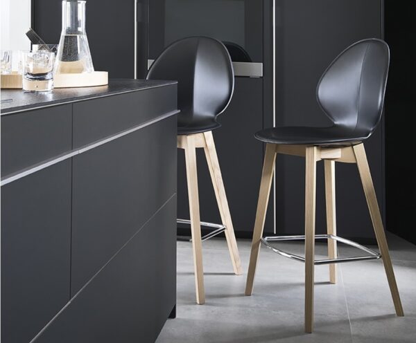 Calligaris Basil Wood + Leather Stool at Urbansuite