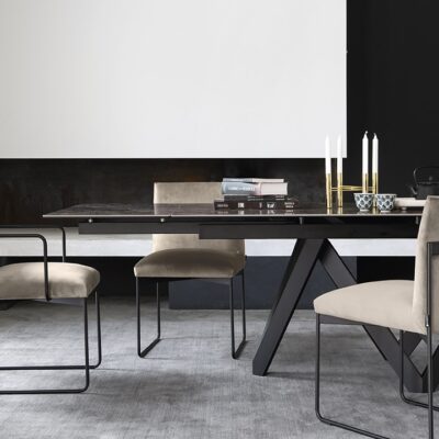 Cartesio Ceramic Marble Extending Table by Calligaris