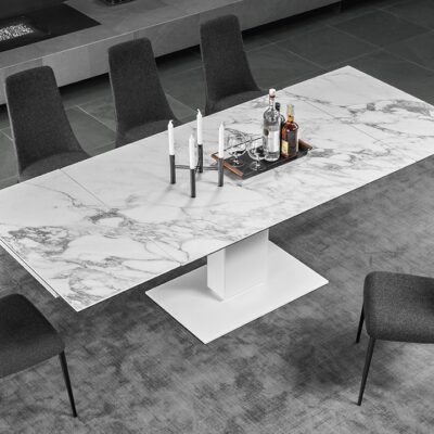 Echo Ceramic Marble Extending Table by Calligaris