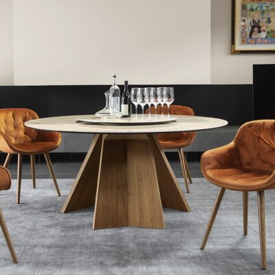 Icaro Ceramic Round Dining Table by Calligaris