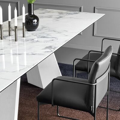 Icaro Ceramic Marble Extending Table by Calligaris