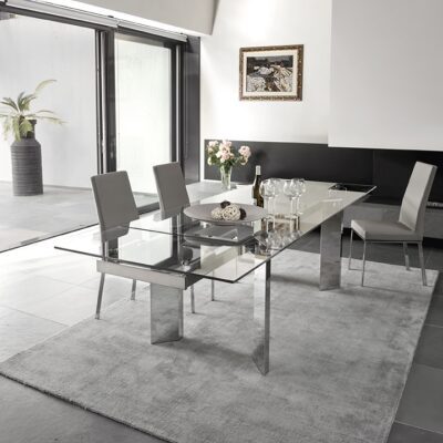 Tower Glass Extending Table by Calligaris