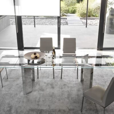 Tower Glass Extending Table by Calligaris