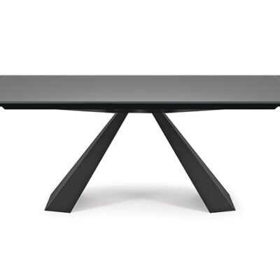 Cattelan Italia Eliot Drive Extendible Table, graphite painted frosted extra clear glass-69607